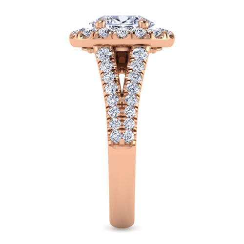 14K Rose Gold Oval Halo Diamond Engagement Ring
