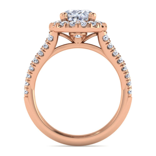 14K Rose Gold Oval Halo Diamond Engagement Ring
