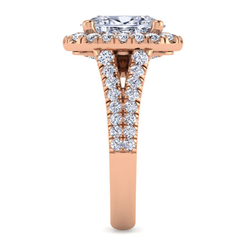 14K Rose Gold Oval Halo Diamond Engagement Ring