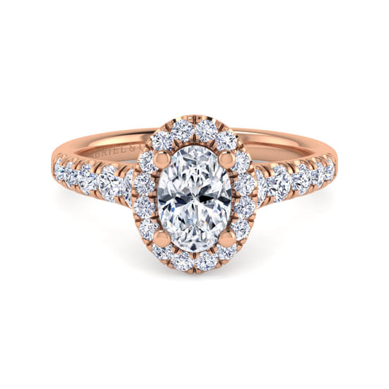 Gabriel - 14K Rose Gold Oval Halo Diamond Engagement Ring