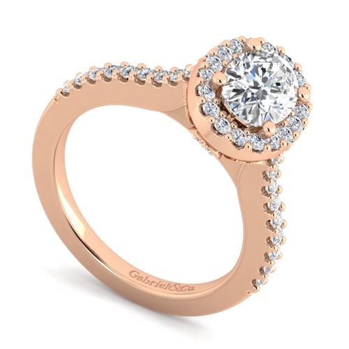 14K Rose Gold Oval Halo Diamond Engagement Ring