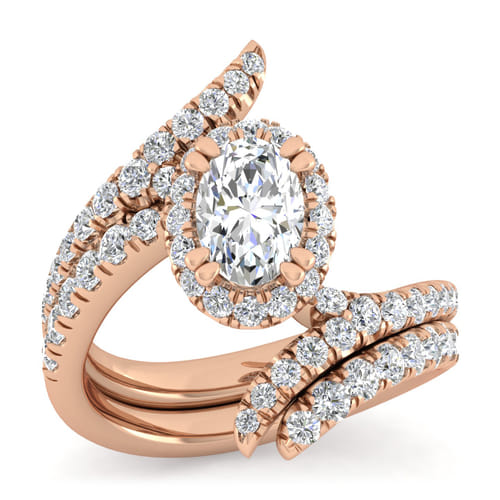 14K Rose Gold Oval Halo Diamond Engagement Ring 14K Rose Gold Oval Halo Diamond Engagement Ring