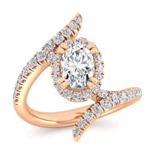 14K Rose Gold Oval Halo Diamond Engagement Ring 14K Rose Gold Oval Halo Diamond Engagement Ring