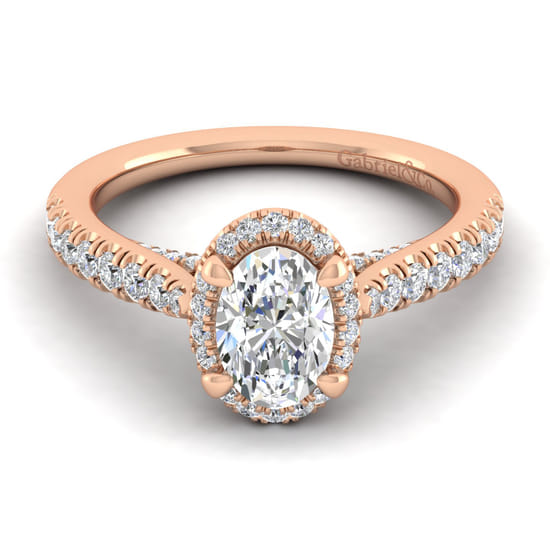Gabriel - 14K Rose Gold Oval Halo Diamond Engagement Ring