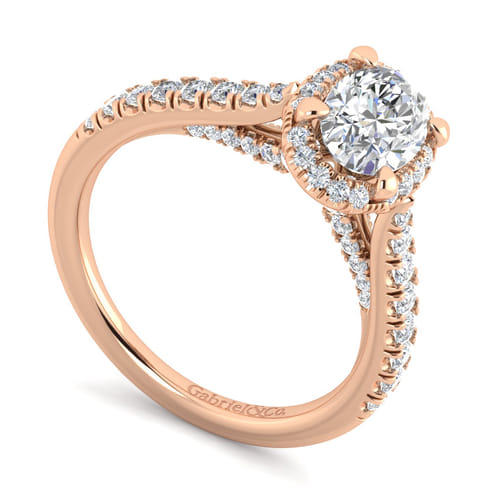 14K Rose Gold Oval Halo Diamond Engagement Ring