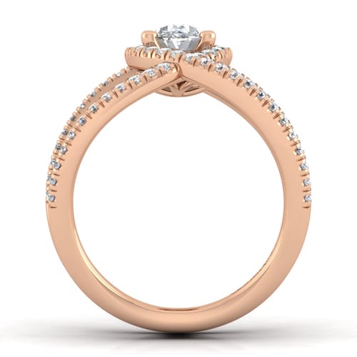 14K Rose Gold Oval Halo Diamond Engagement Ring
