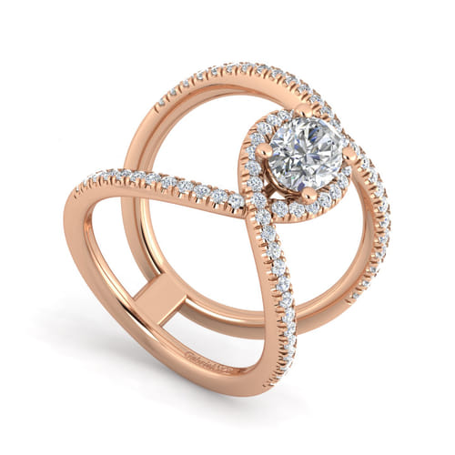 14K Rose Gold Oval Halo Diamond Engagement Ring