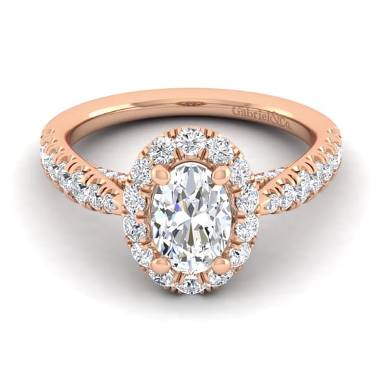 Gabriel - 14K Rose Gold Oval Halo Diamond Engagement Ring