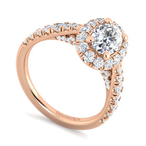 14K Rose Gold Oval Halo Diamond Engagement Ring