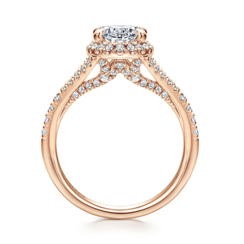 14K Rose Gold Oval Halo Diamond Engagement Ring
