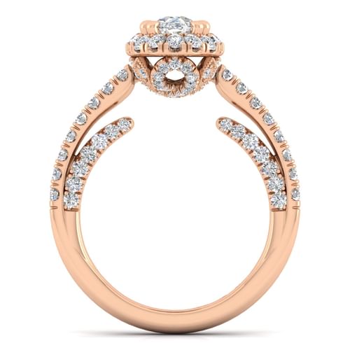14K Rose Gold Oval Halo Diamond Engagement Ring