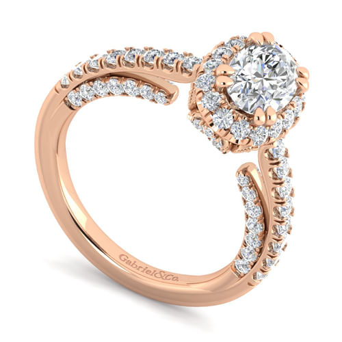 14K Rose Gold Oval Halo Diamond Engagement Ring