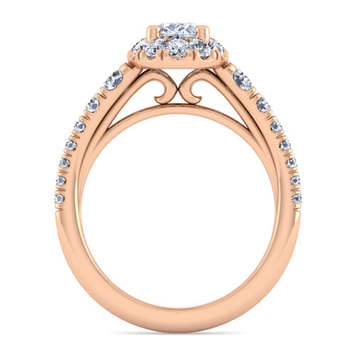 14K Rose Gold Oval Halo Diamond Engagement Ring