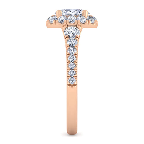 14K Rose Gold Oval Halo Diamond Engagement Ring
