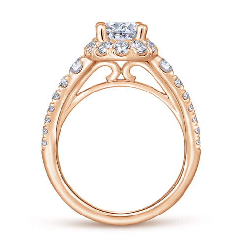14K Rose Gold Oval Halo Diamond Engagement Ring
