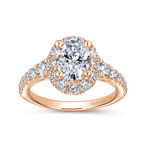 14K Rose Gold Oval Halo Diamond Engagement Ring