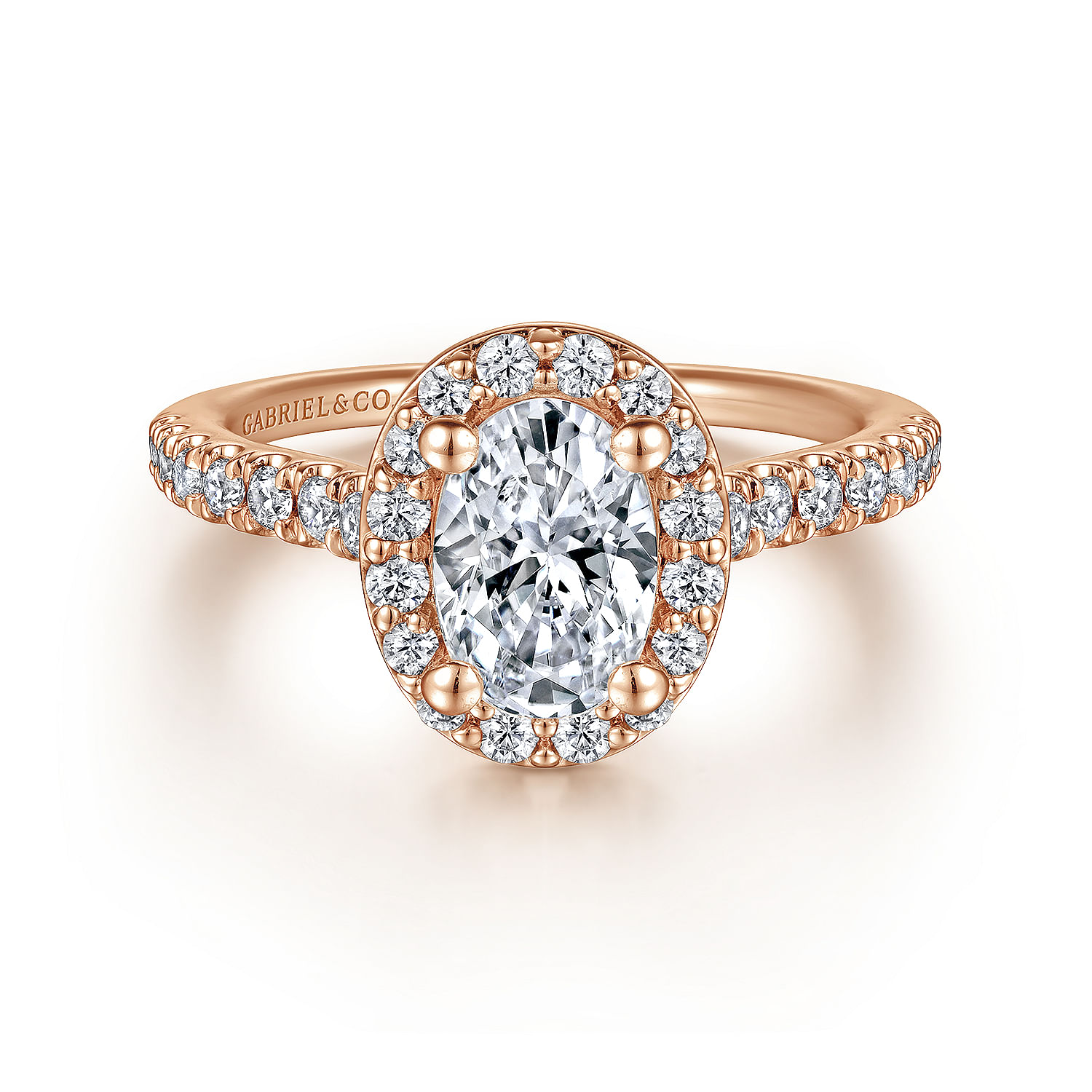 Gabriel - 14K Rose Gold Oval Halo Diamond Engagement Ring