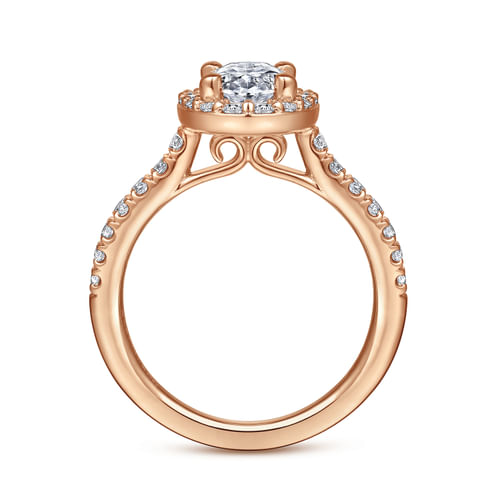 14K Rose Gold Oval Halo Diamond Engagement Ring