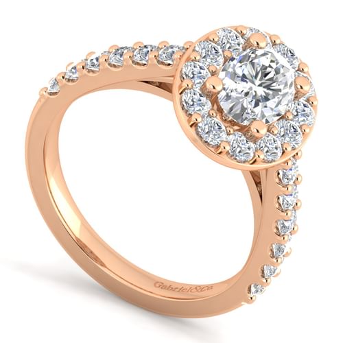 14K Rose Gold Oval Halo Diamond Engagement Ring