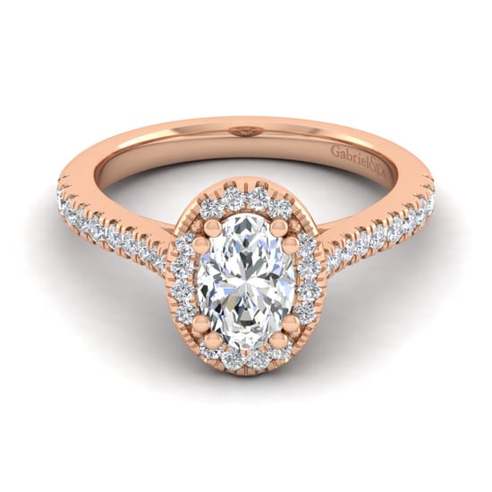 Gabriel - 14K Rose Gold Oval Halo Diamond Engagement Ring