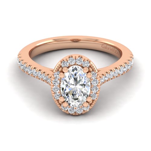 14K Rose Gold Oval Halo Diamond Engagement Ring 14K Rose Gold Oval Halo Diamond Engagement Ring