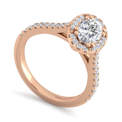 14K Rose Gold Oval Halo Diamond Engagement Ring 14K Rose Gold Oval Halo Diamond Engagement Ring