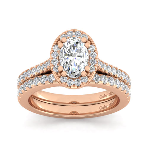 14K Rose Gold Oval Halo Diamond Engagement Ring 14K Rose Gold Oval Halo Diamond Engagement Ring