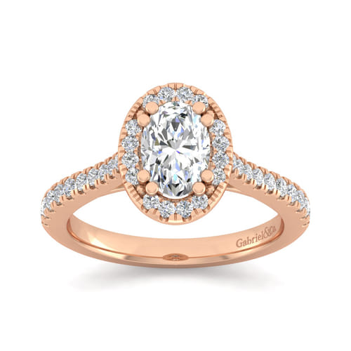 14K Rose Gold Oval Halo Diamond Engagement Ring 14K Rose Gold Oval Halo Diamond Engagement Ring