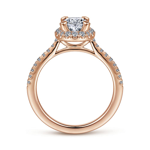 14K Rose Gold Oval Halo Diamond Engagement Ring