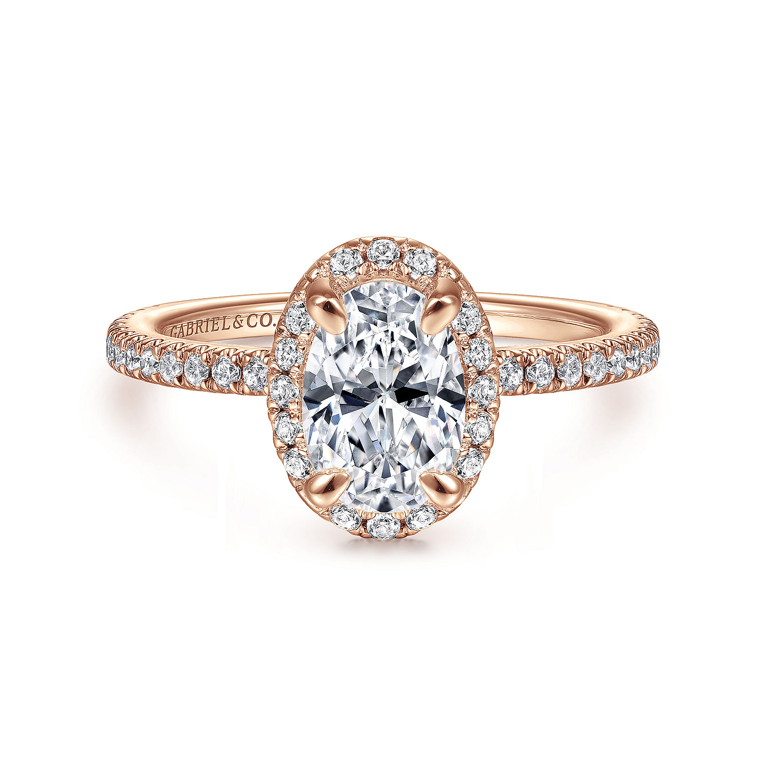 Gabriel - 14K Rose Gold Oval Halo Diamond Engagement Ring