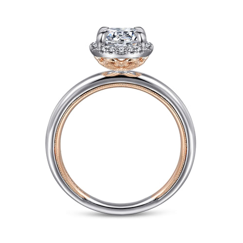 14K Rose Gold Oval Halo Diamond Engagement Ring
