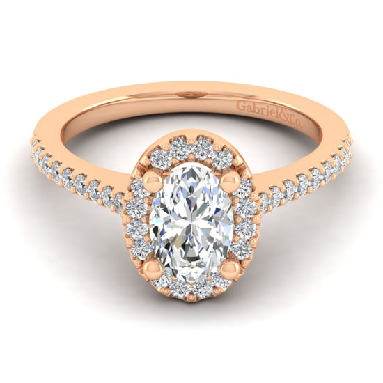 Gabriel - 14K Rose Gold Oval Halo Diamond Engagement Ring
