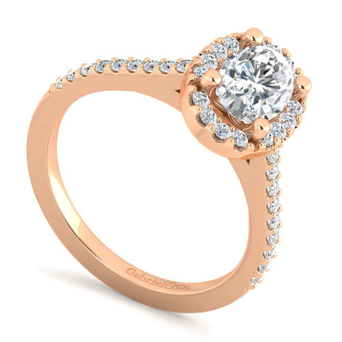 14K Rose Gold Oval Halo Diamond Engagement Ring