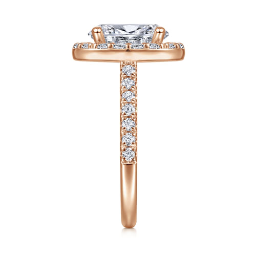 14K Rose Gold Oval Halo Diamond Engagement Ring