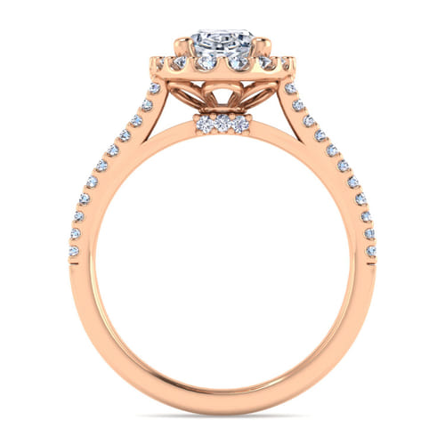 14K Rose Gold Oval Halo Diamond Engagement Ring