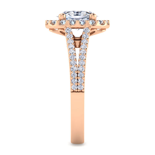 14K Rose Gold Oval Halo Diamond Engagement Ring