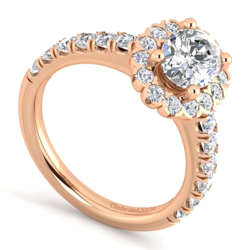 14K Rose Gold Oval Halo Diamond Engagement Ring