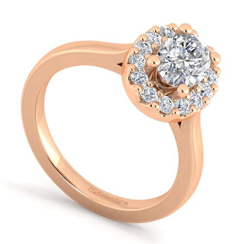 14K Rose Gold Oval Halo Diamond Engagement Ring