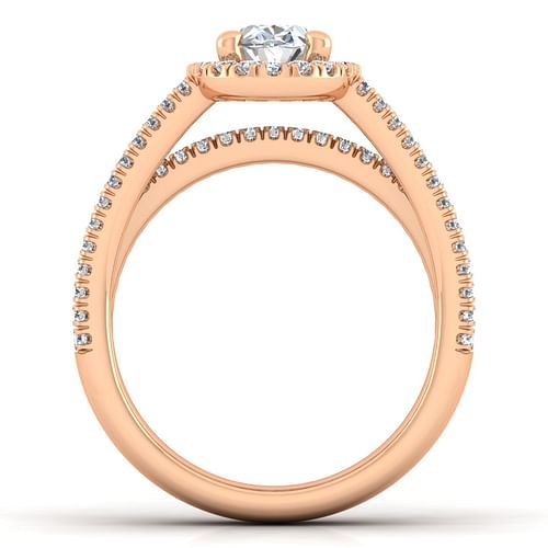 14K Rose Gold Oval Halo Diamond Engagement Ring