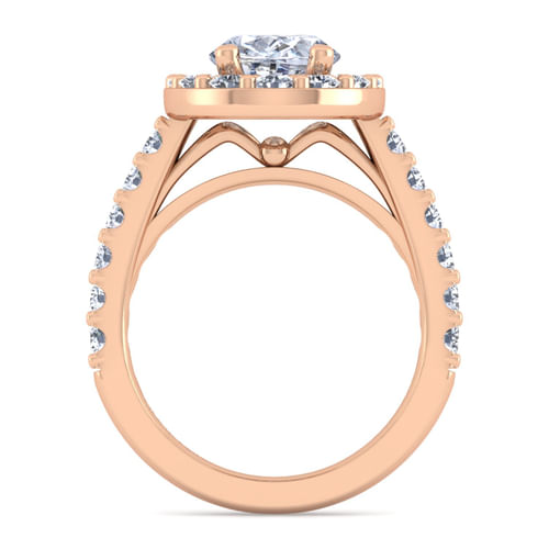 14K Rose Gold Oval Halo Diamond Engagement Ring