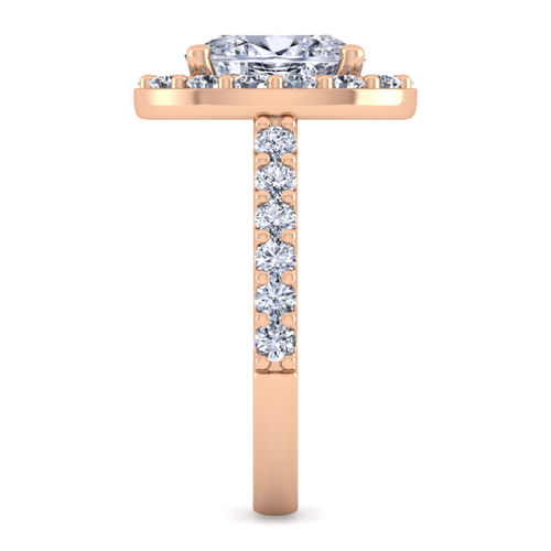 14K Rose Gold Oval Halo Diamond Engagement Ring