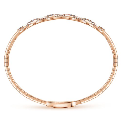 14K Rose Gold Oval Link Diamond Bangle