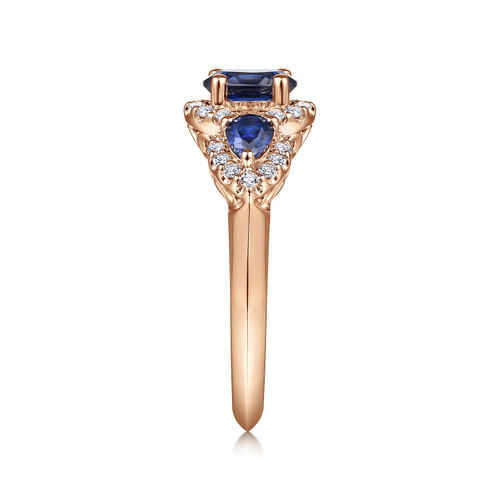 14K Rose Gold Oval Sapphire and Diamond Engagement Ring