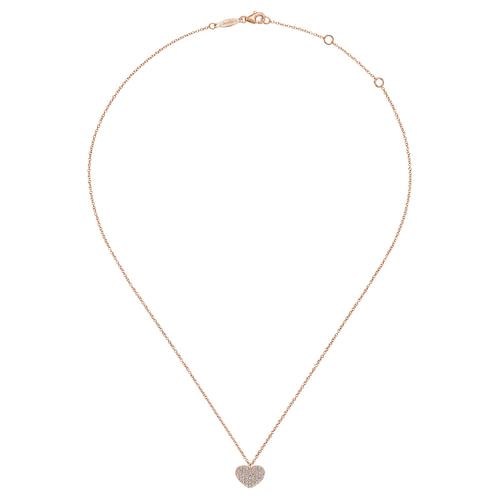 14K Rose Gold Pavé Diamond Encrusted Heart Necklace
