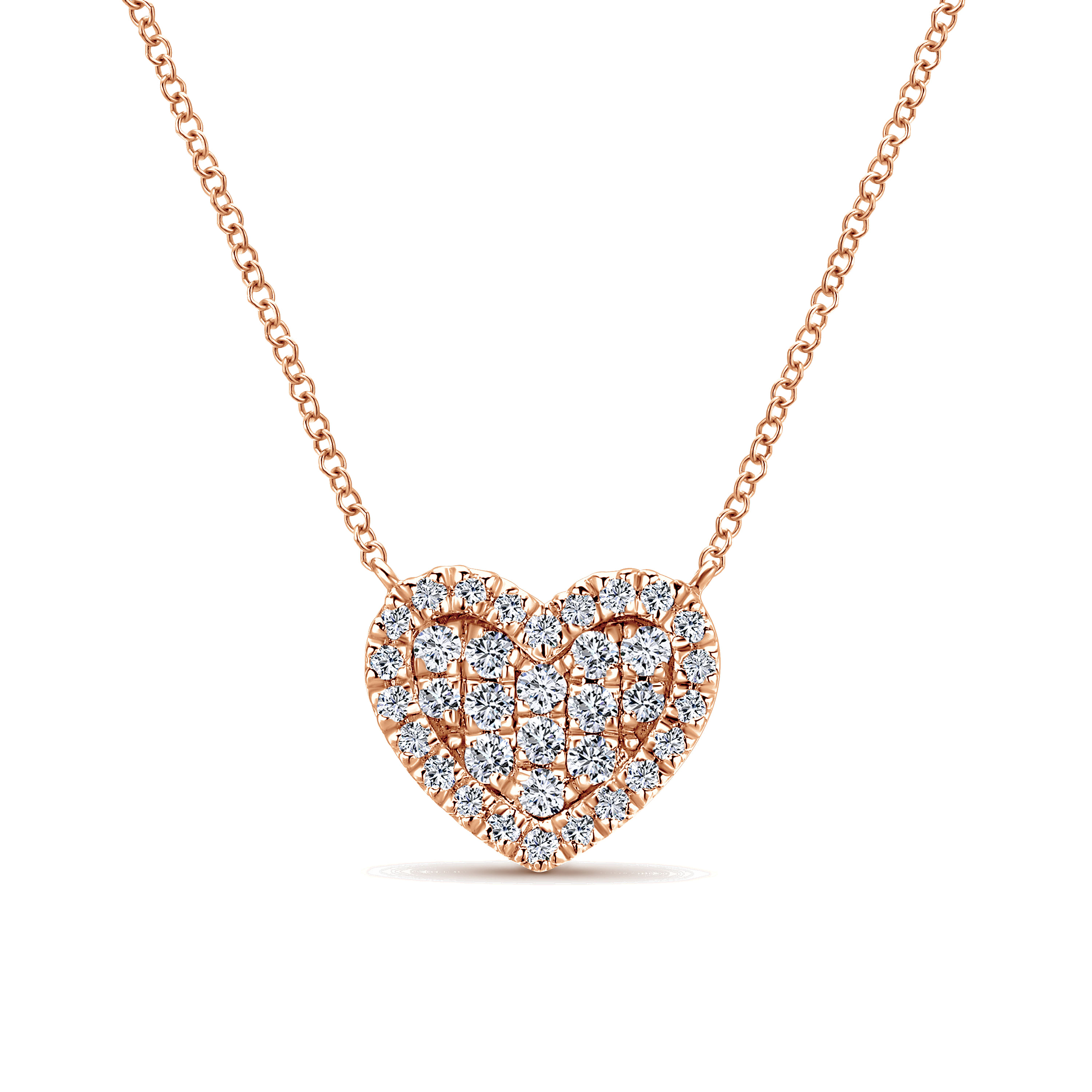 14K Rose Gold Pavé Diamond Heart Pendant Necklace