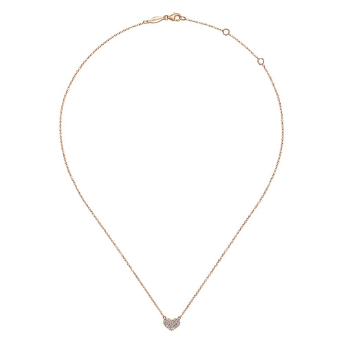 14K Rose Gold Pavé Diamond Pendant Heart Necklace