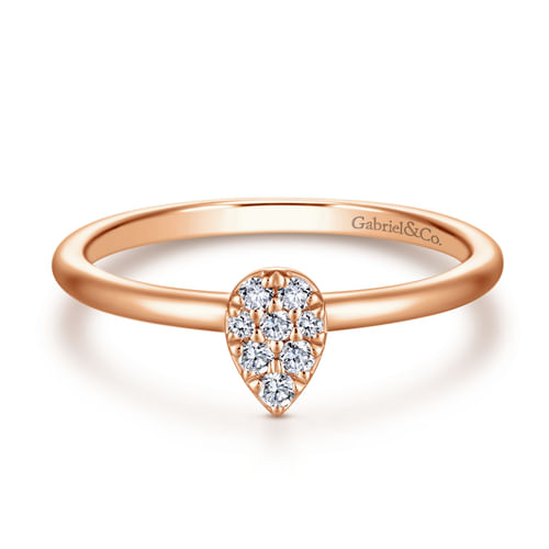 14K Rose Gold Pavé Diamond Teardrop Ring
