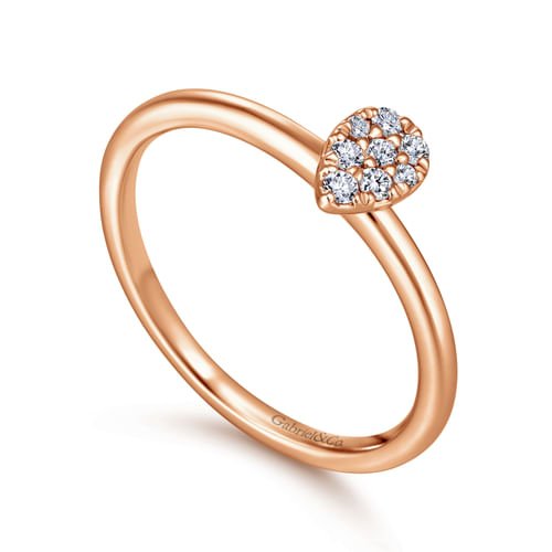 14K Rose Gold Pavé Diamond Teardrop Ring