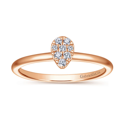 14K Rose Gold Pavé Diamond Teardrop Ring