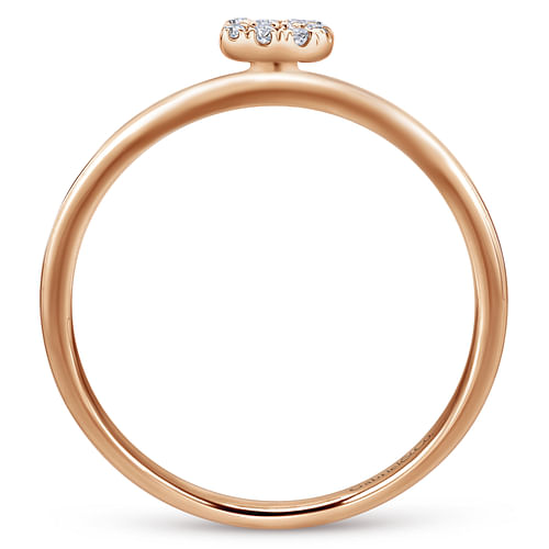 14K Rose Gold Pavé Diamond Uppercase B Initial Ring